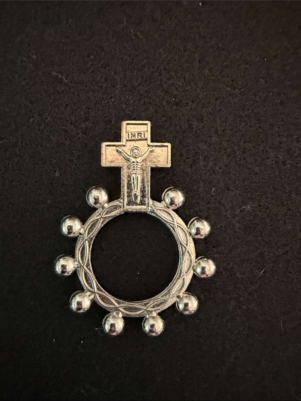 Vintage Silver Mini Pocket Finger Rosary- Italy